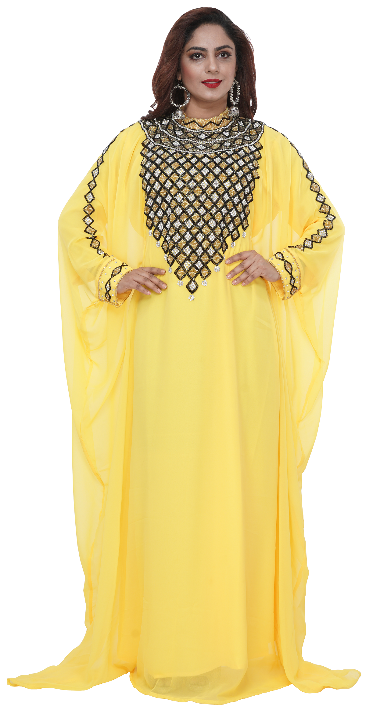 Arabian Kaftan with Chequered Embroidery Work - Maxim Creation