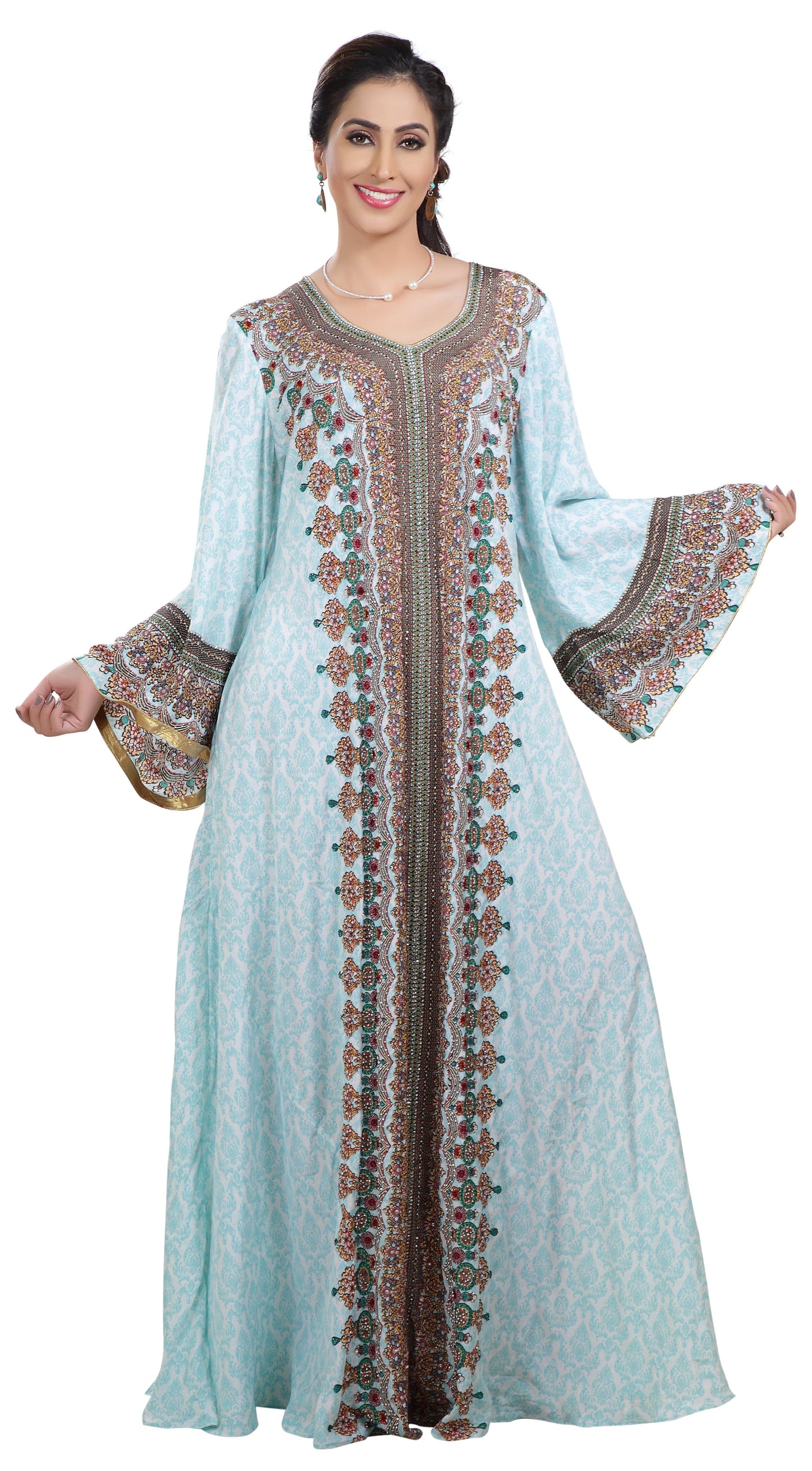 Customized Digital Kaftan With Mix Embroidery - Maxim Creation