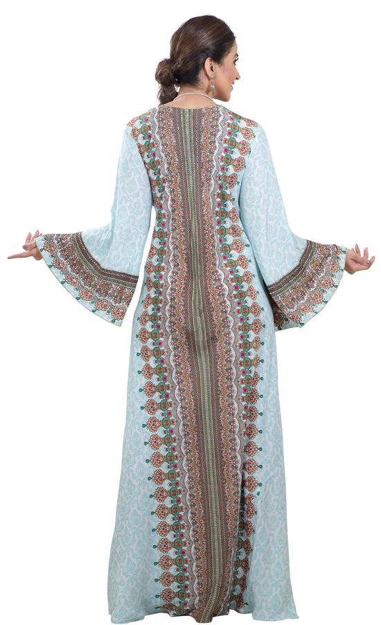 Customized Digital Kaftan With Mix Embroidery - Maxim Creation