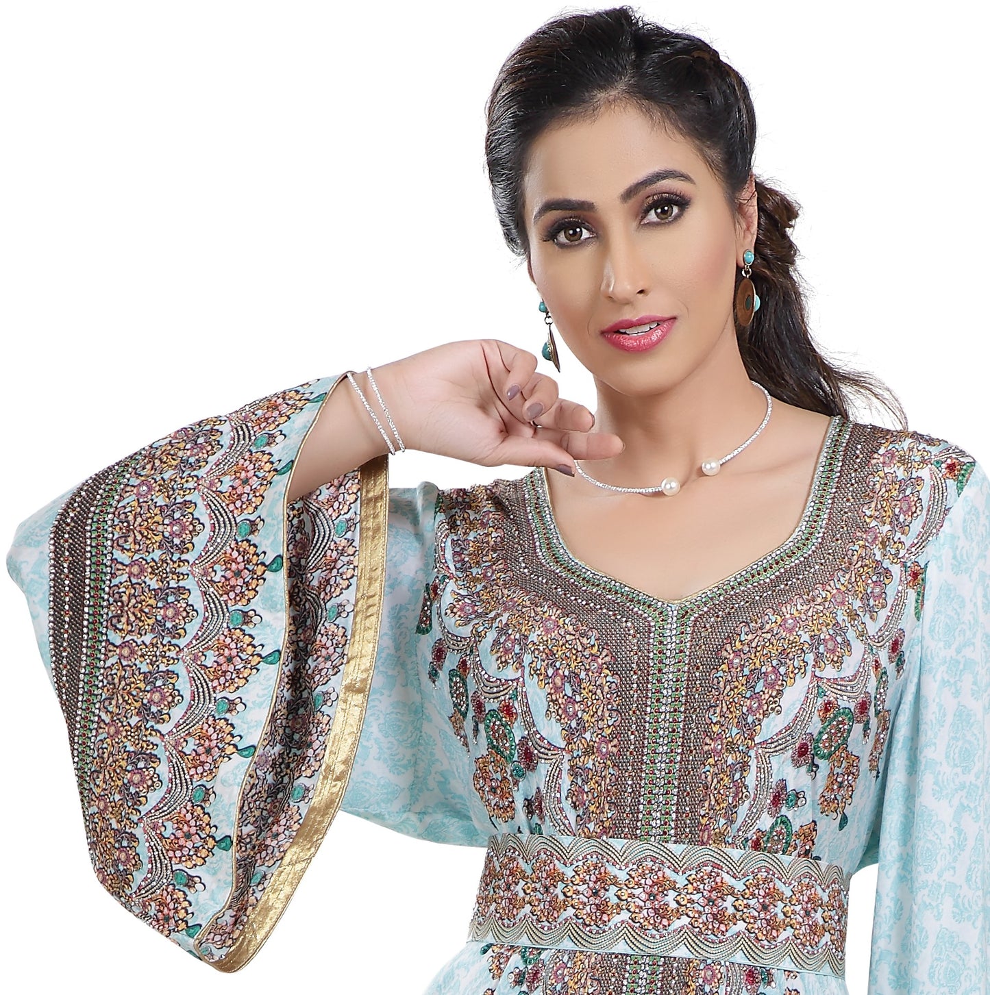 Customized Digital Kaftan With Mix Embroidery - Maxim Creation