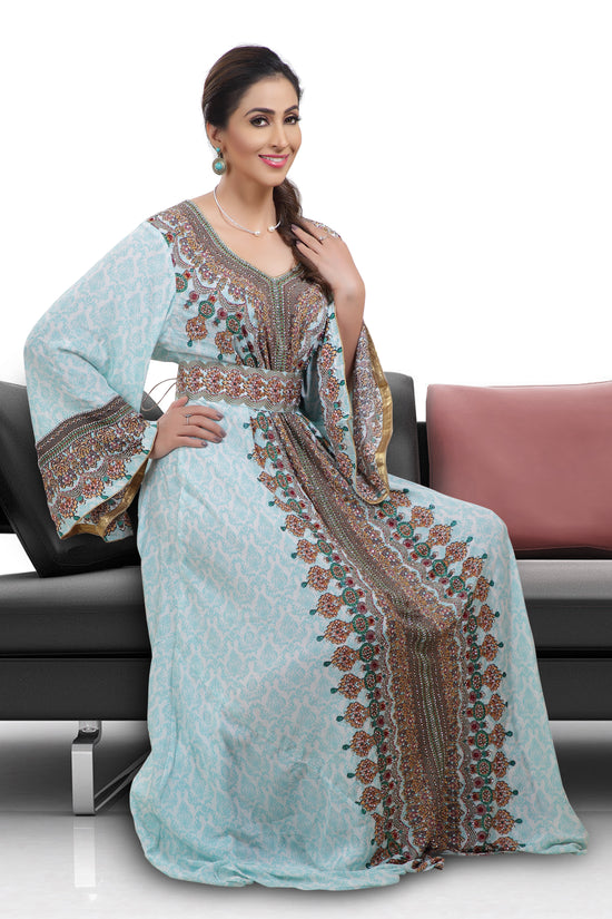 Customized Digital Kaftan With Mix Embroidery - Maxim Creation