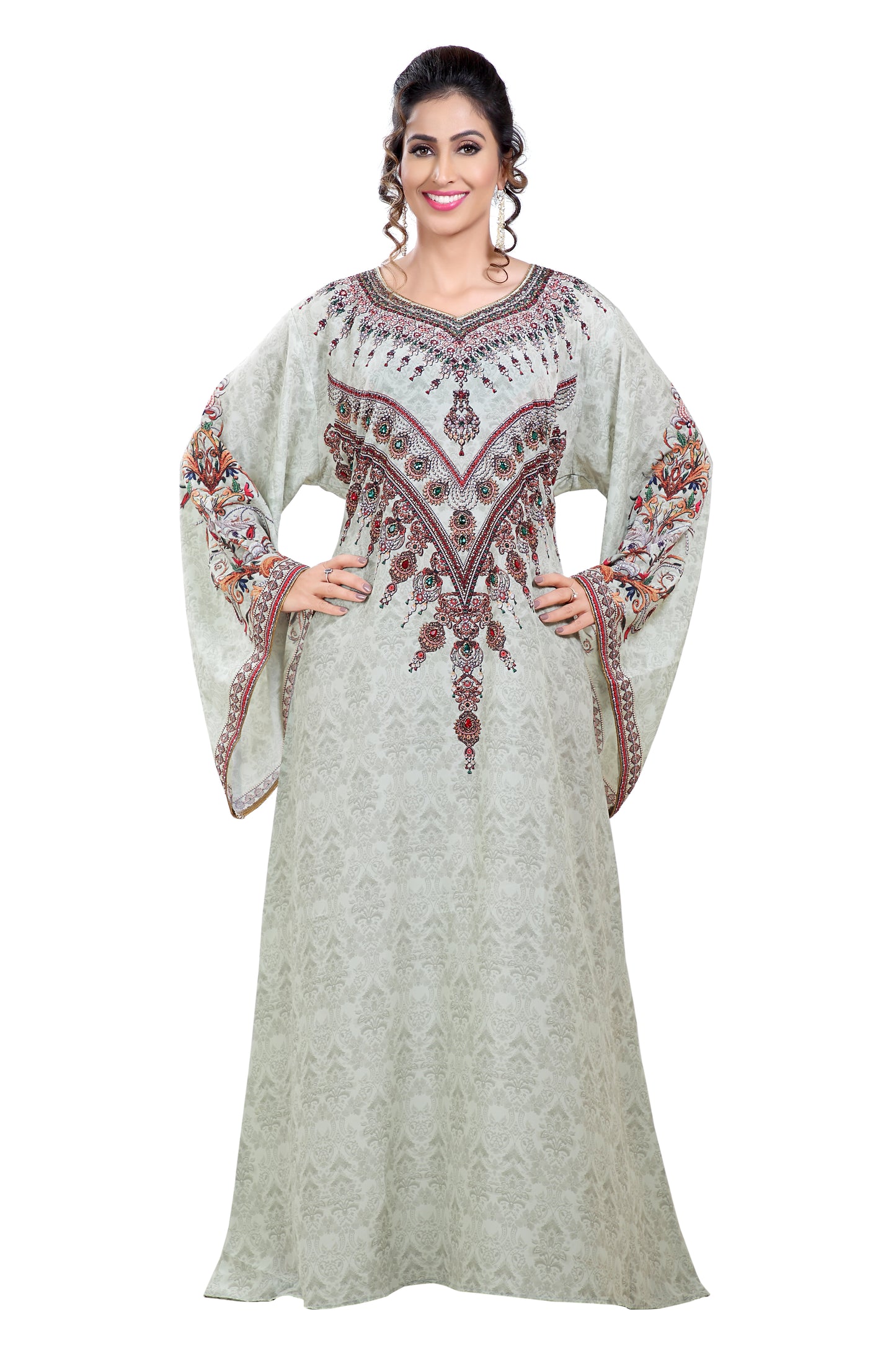 Persian Printed Maxi With Mix Embroidered Beads - Maxim Creation