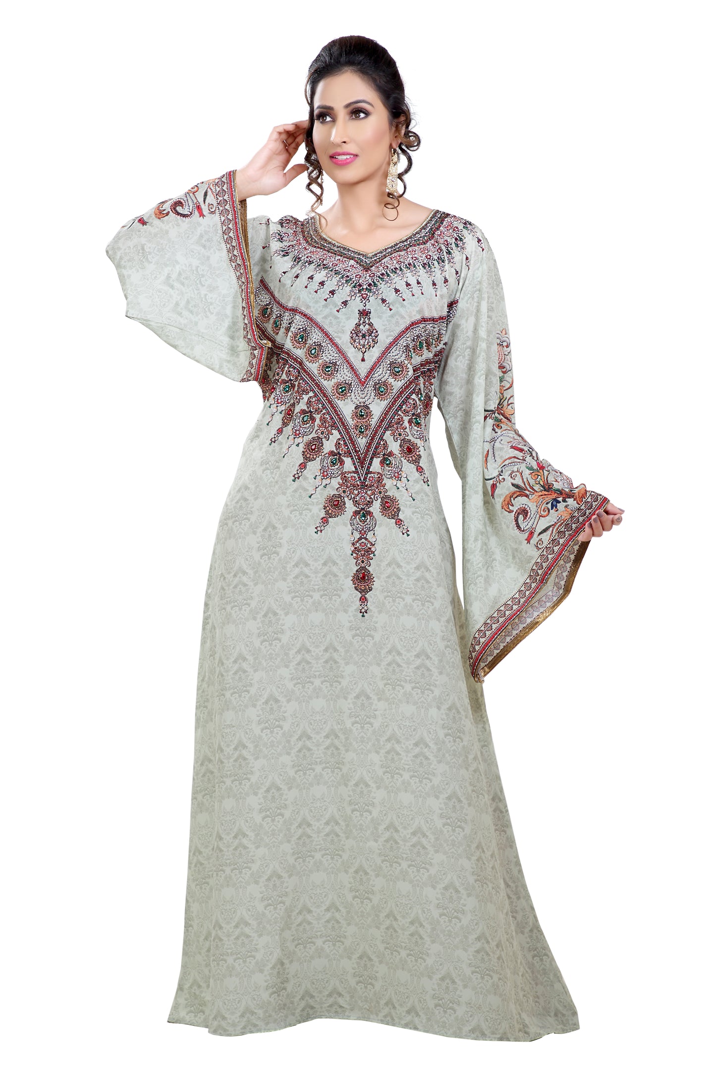 Persian Printed Maxi With Mix Embroidered Beads - Maxim Creation