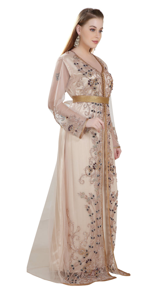 Algerian Kaftan Embroidered Hand Made Gown - Maxim Creation