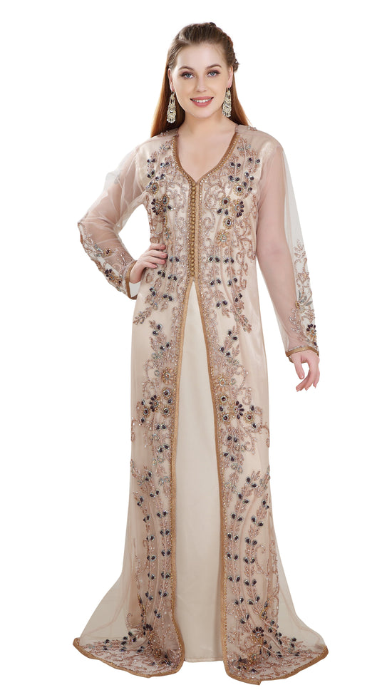 Algerian Kaftan Embroidered Hand Made Gown - Maxim Creation