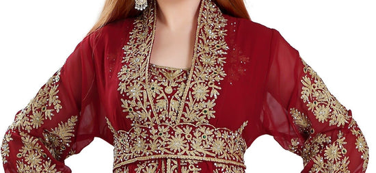 Maroon Jellabiya Moroccan Caftan Dress - Maxim Creation