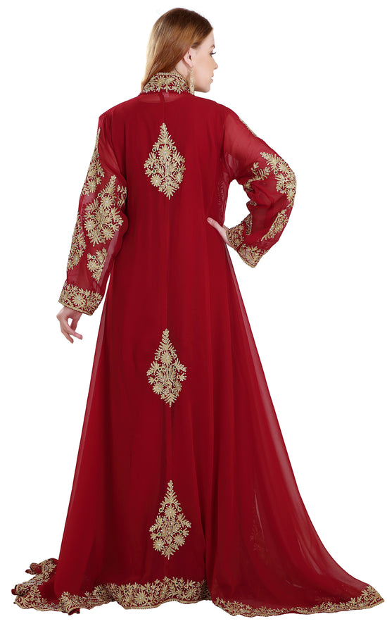 Maroon Jellabiya Moroccan Caftan Dress - Maxim Creation