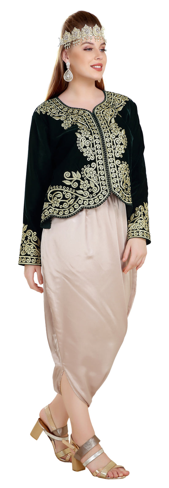 Sarwal Algerian Traditional Black Velvet Jacket Top - Maxim Creation