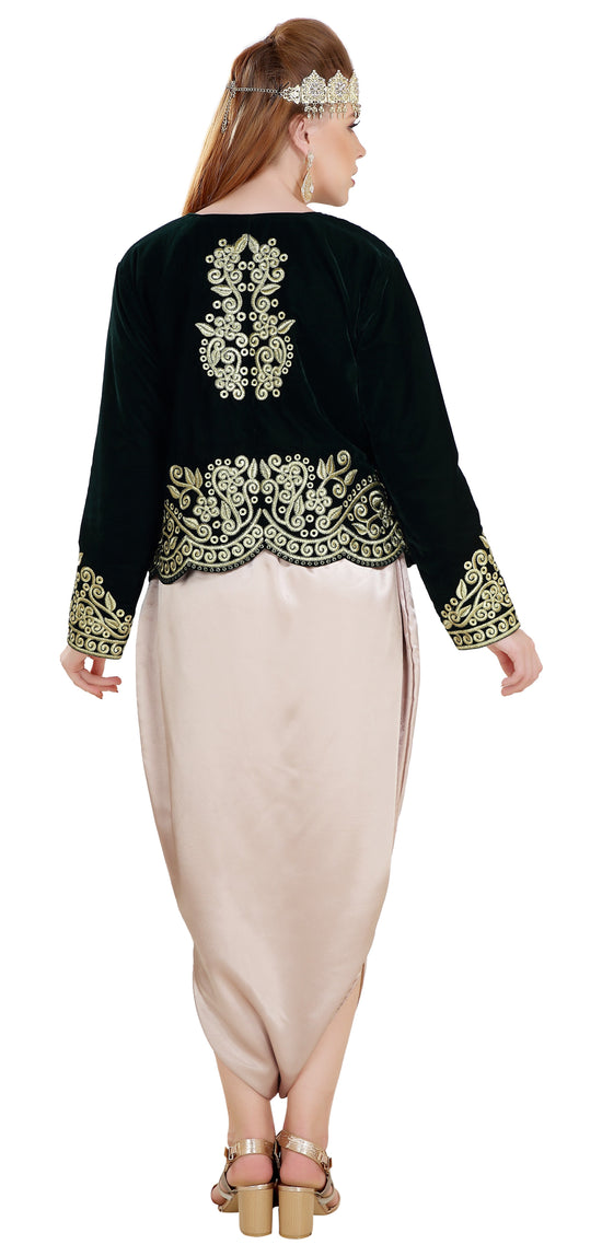 Sarwal Algerian Traditional Black Velvet Jacket Top - Maxim Creation