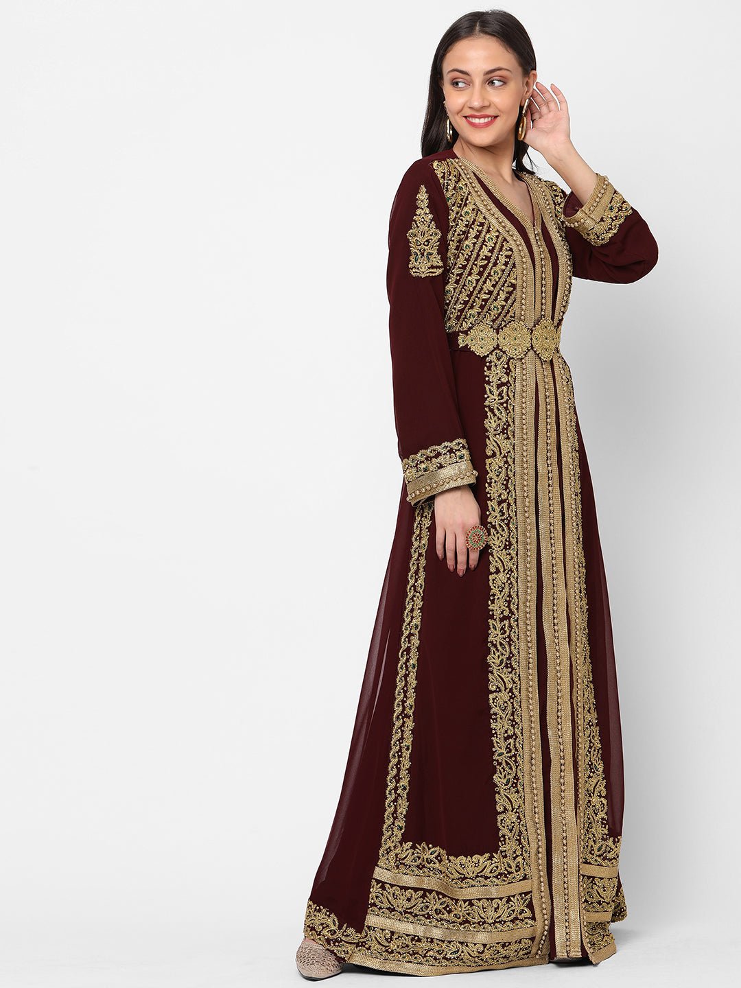 Djellaba Dress Hand Embroidered Gown - Maxim Creation