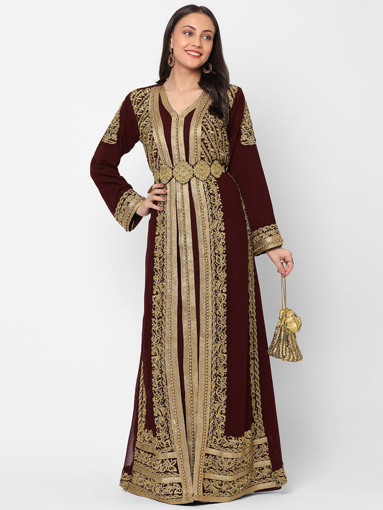 Djellaba Dress Hand Embroidered Gown - Maxim Creation