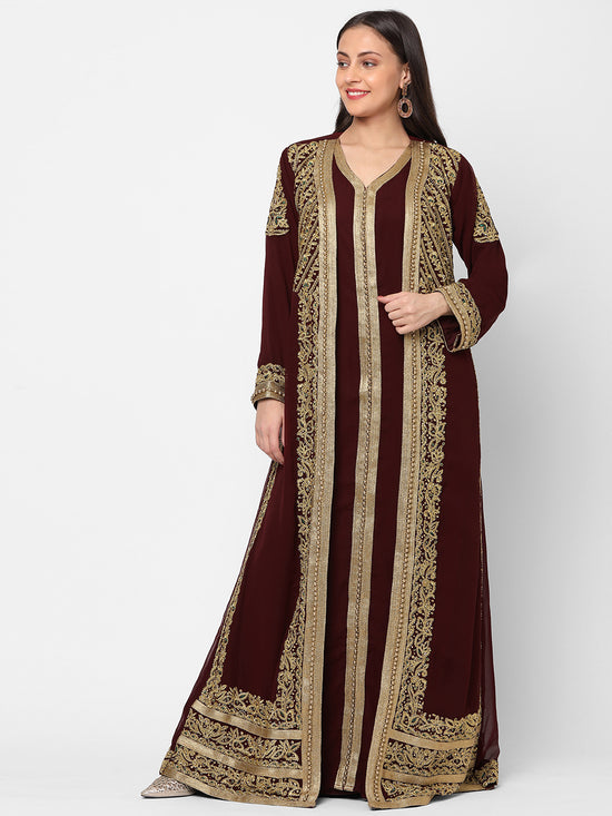 Djellaba Dress Hand Embroidered Gown - Maxim Creation