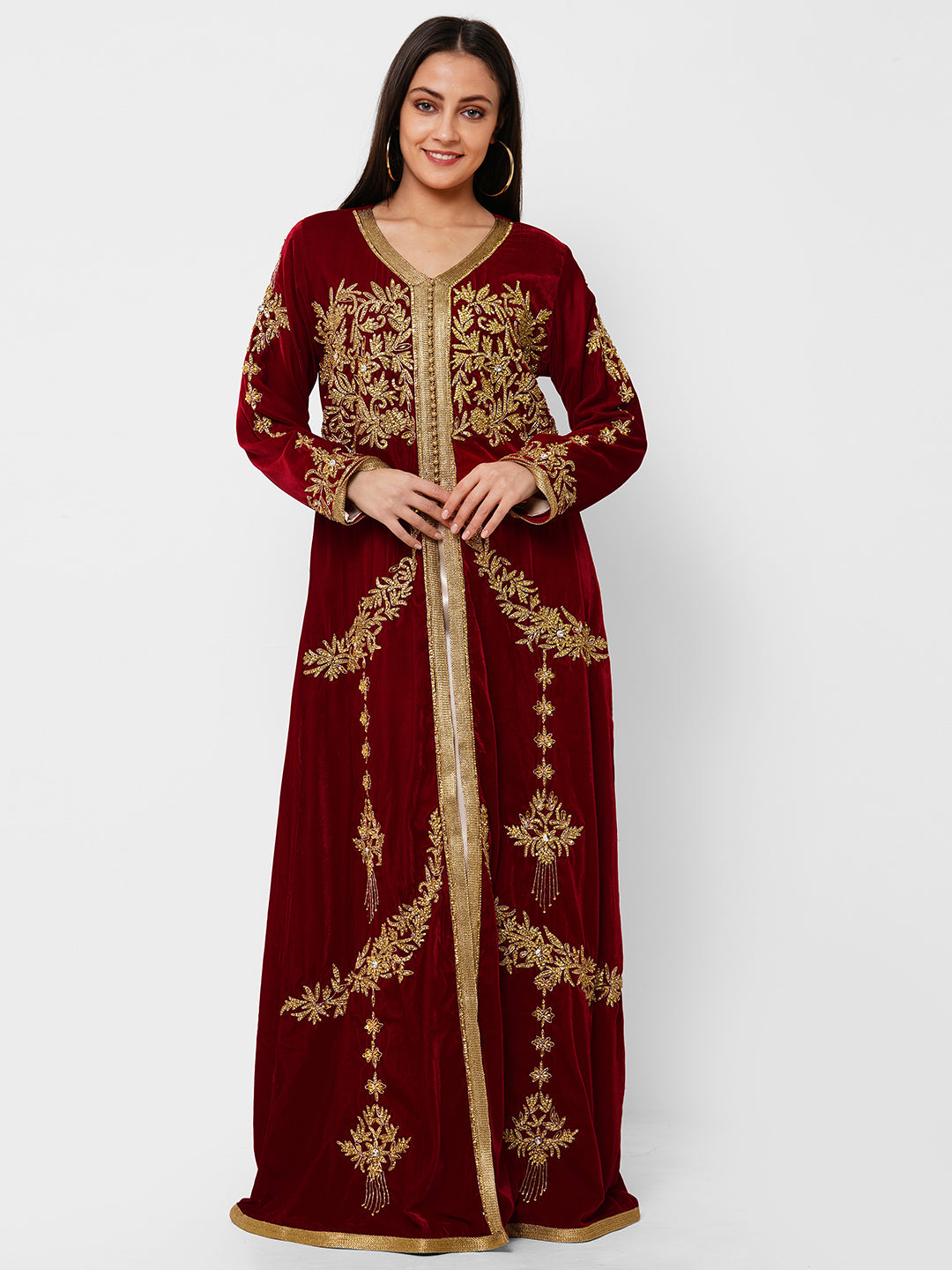 Modern Velvet Kaftan Evening Party Gown - Maxim Creation