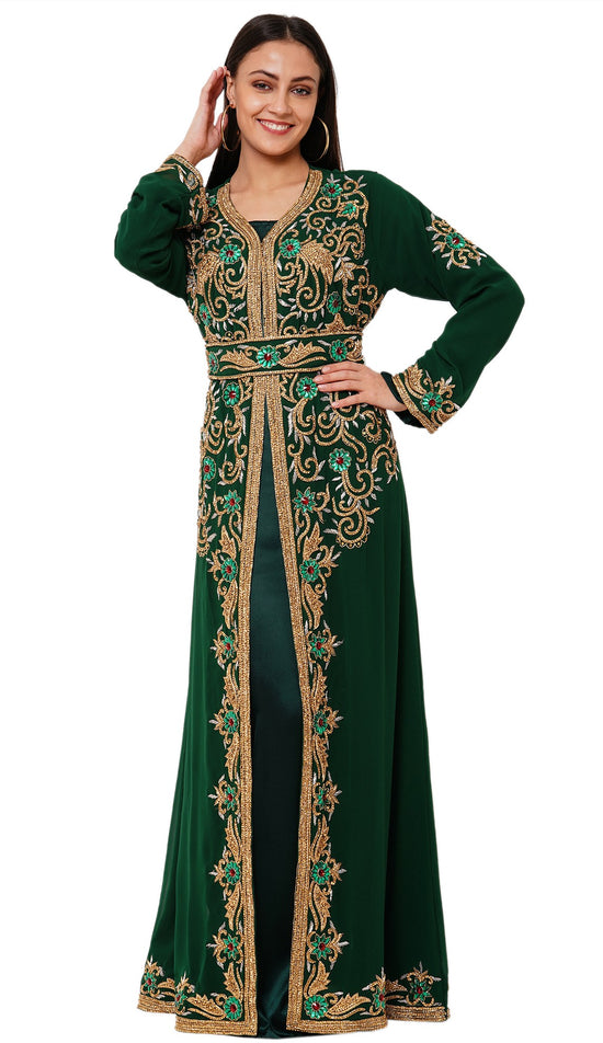 Zardosi Embroidered Kaftan Wedding Gown - Maxim Creation