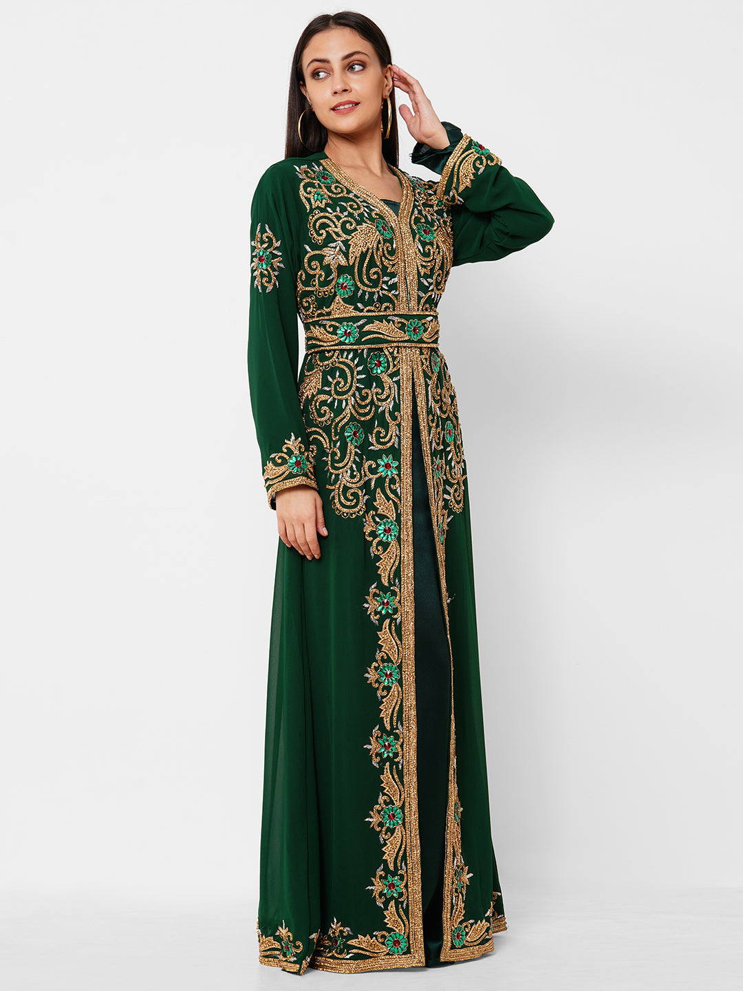 Zardosi Embroidered Kaftan Wedding Gown - Maxim Creation