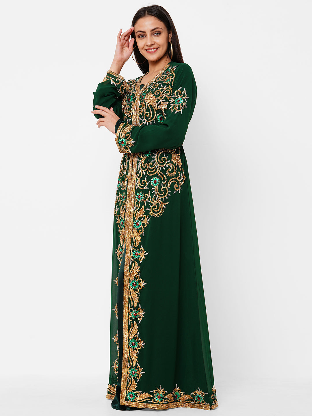 Zardosi Embroidered Kaftan Wedding Gown - Maxim Creation