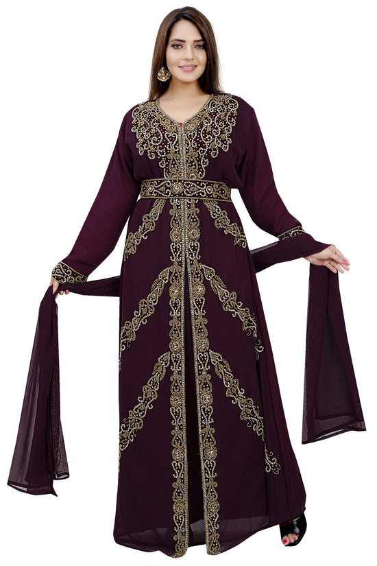 Embroidered Jellabiya Kaftan Gown - Maxim Creation