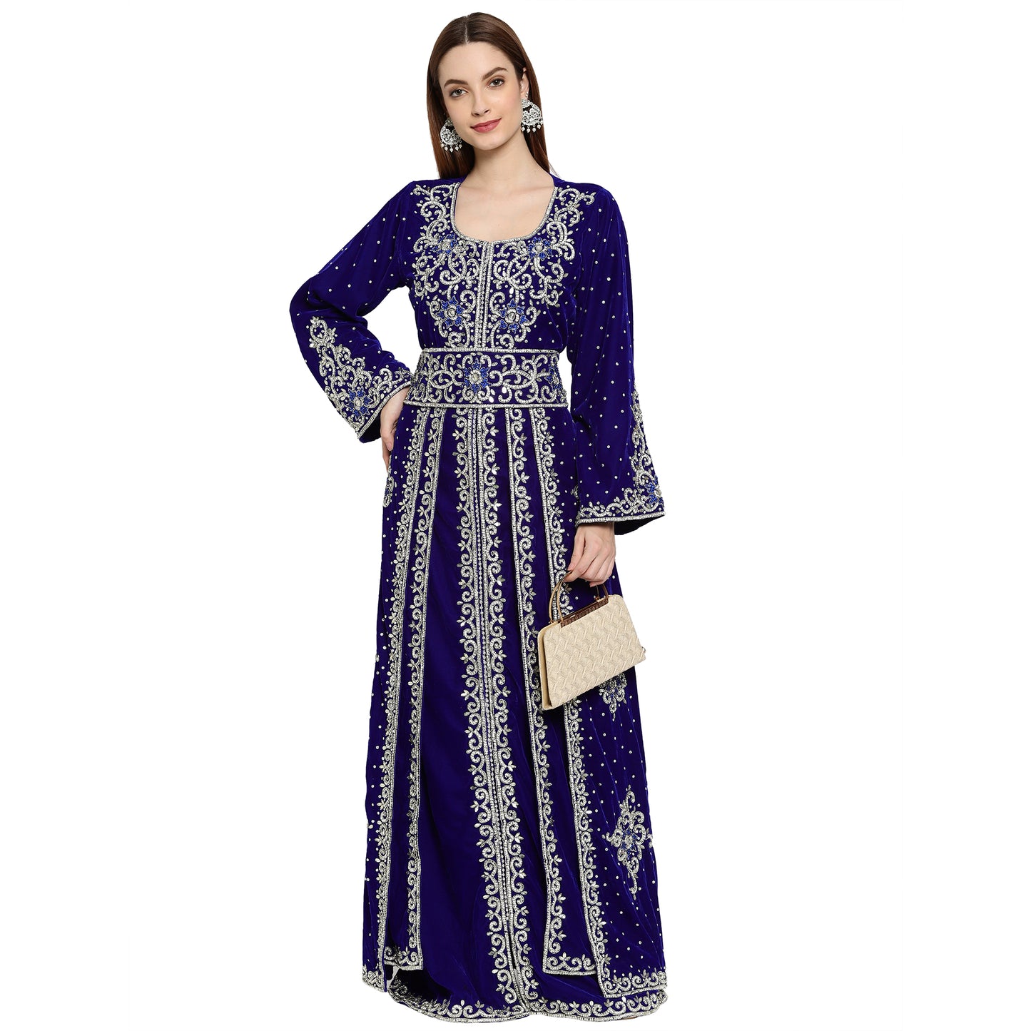 Designer Caftan With Crystal Embroidered Work - Maxim Creation