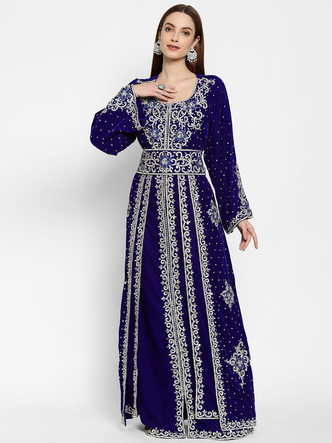 Designer Caftan With Crystal Embroidered Work - Maxim Creation