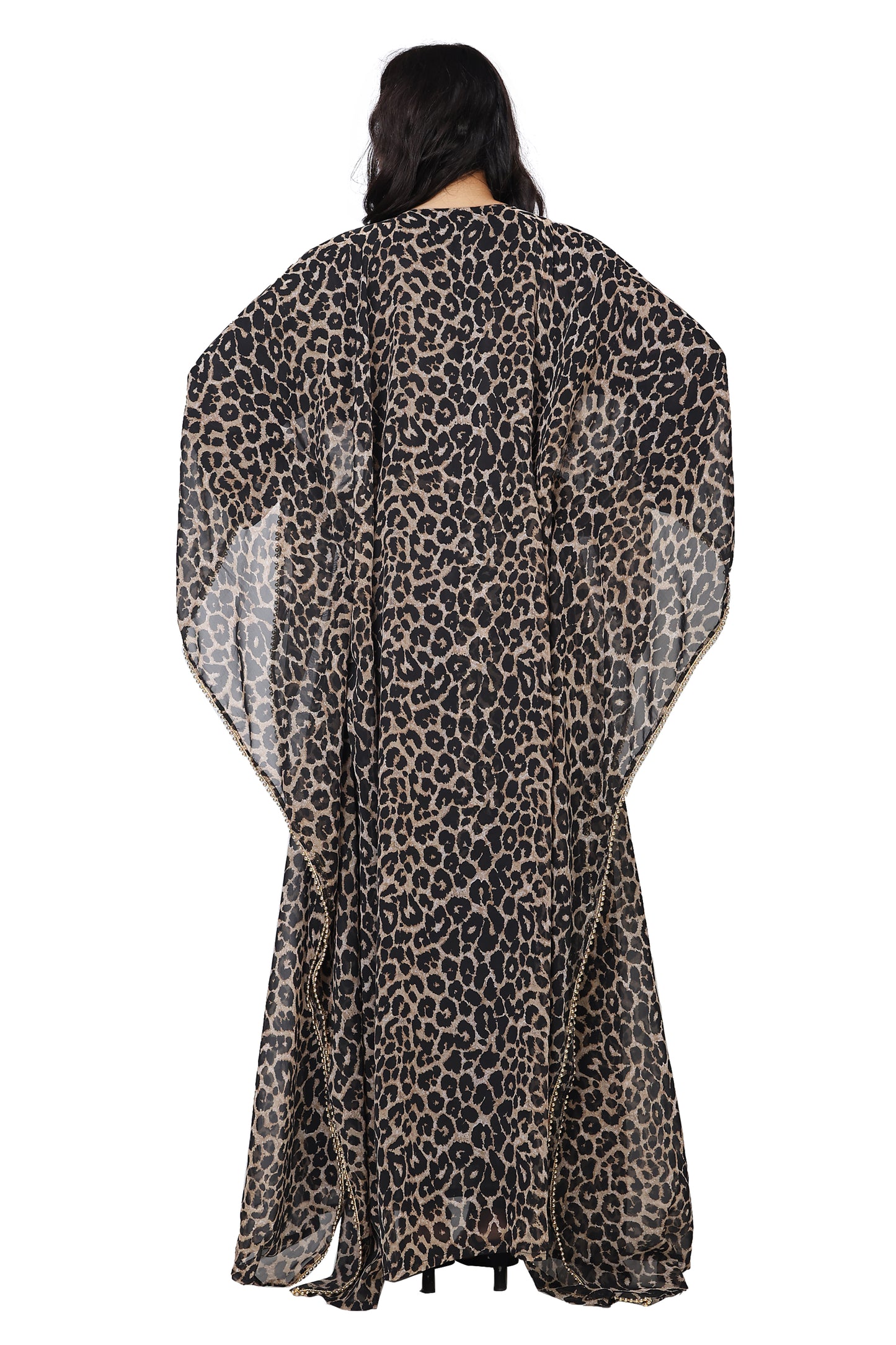 Leopard Print Kaftan Embroidery Handcrafted by Maxim Creation - Maxim Creation