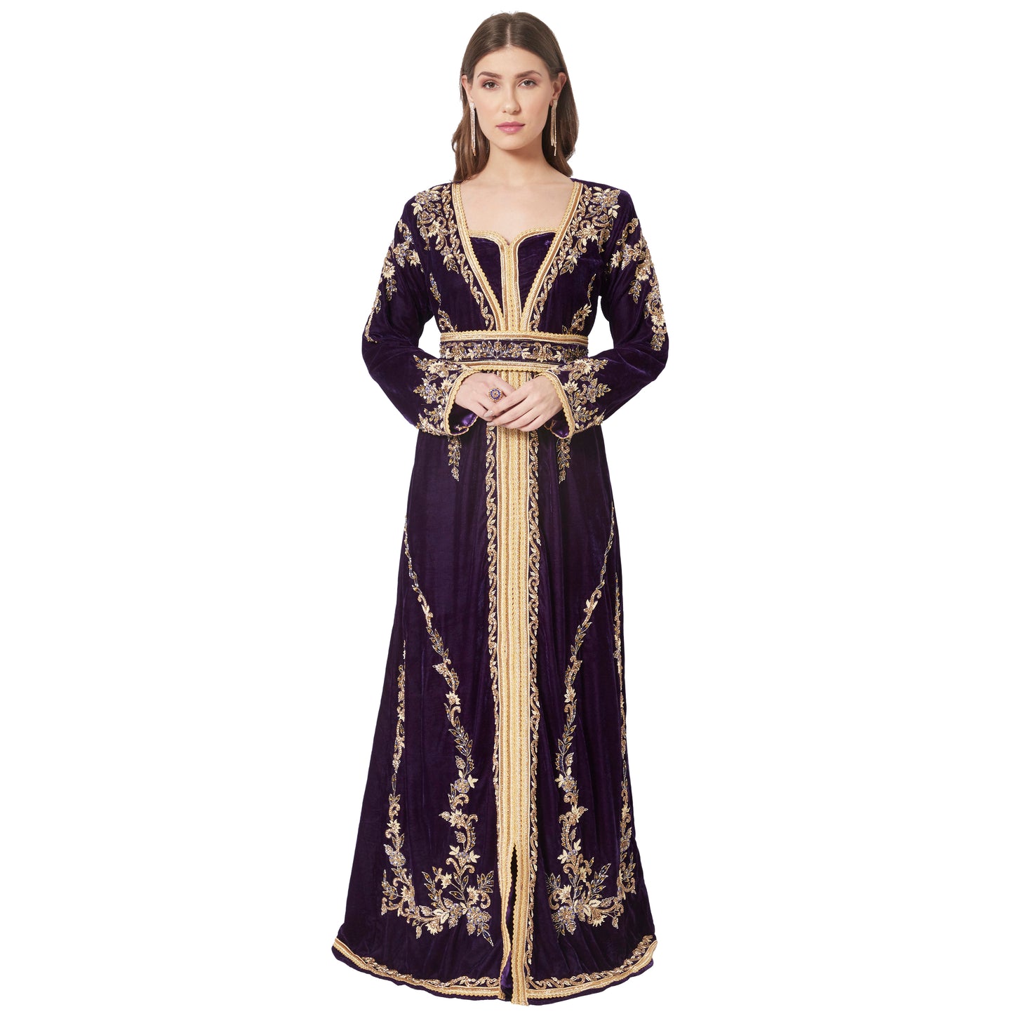 Designer Takchita Caftan Purple Velvet Wedding Gown - Maxim Creation