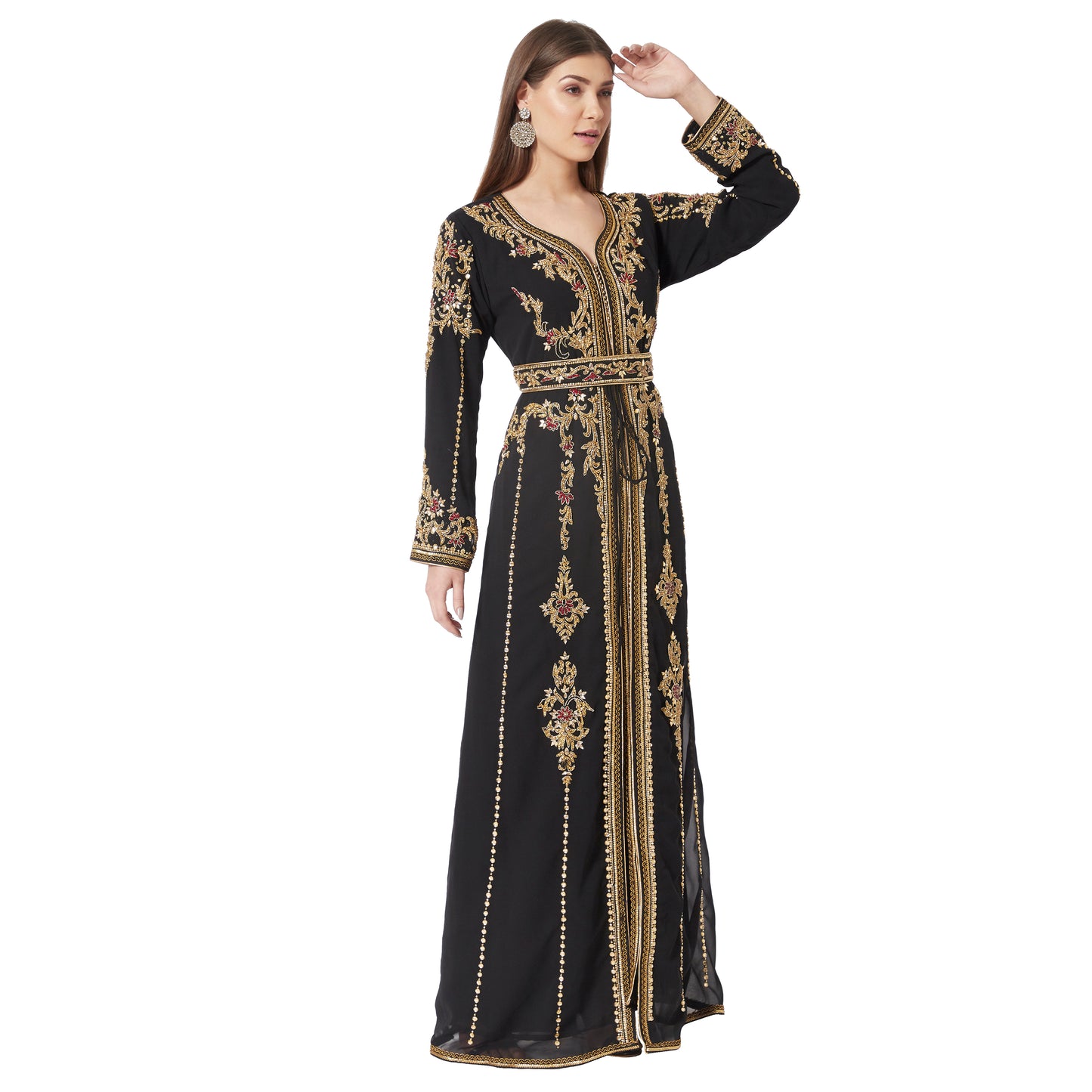 Moroccan Takchita Caftan Partywear Black Gown Mother + Daughter Combo Set - Maxim Creation