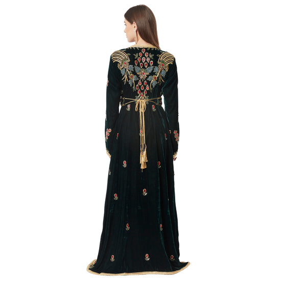 Designer Caftan Wedding Dress Handcrafted with Crystal In Velvet - Maxim Creation