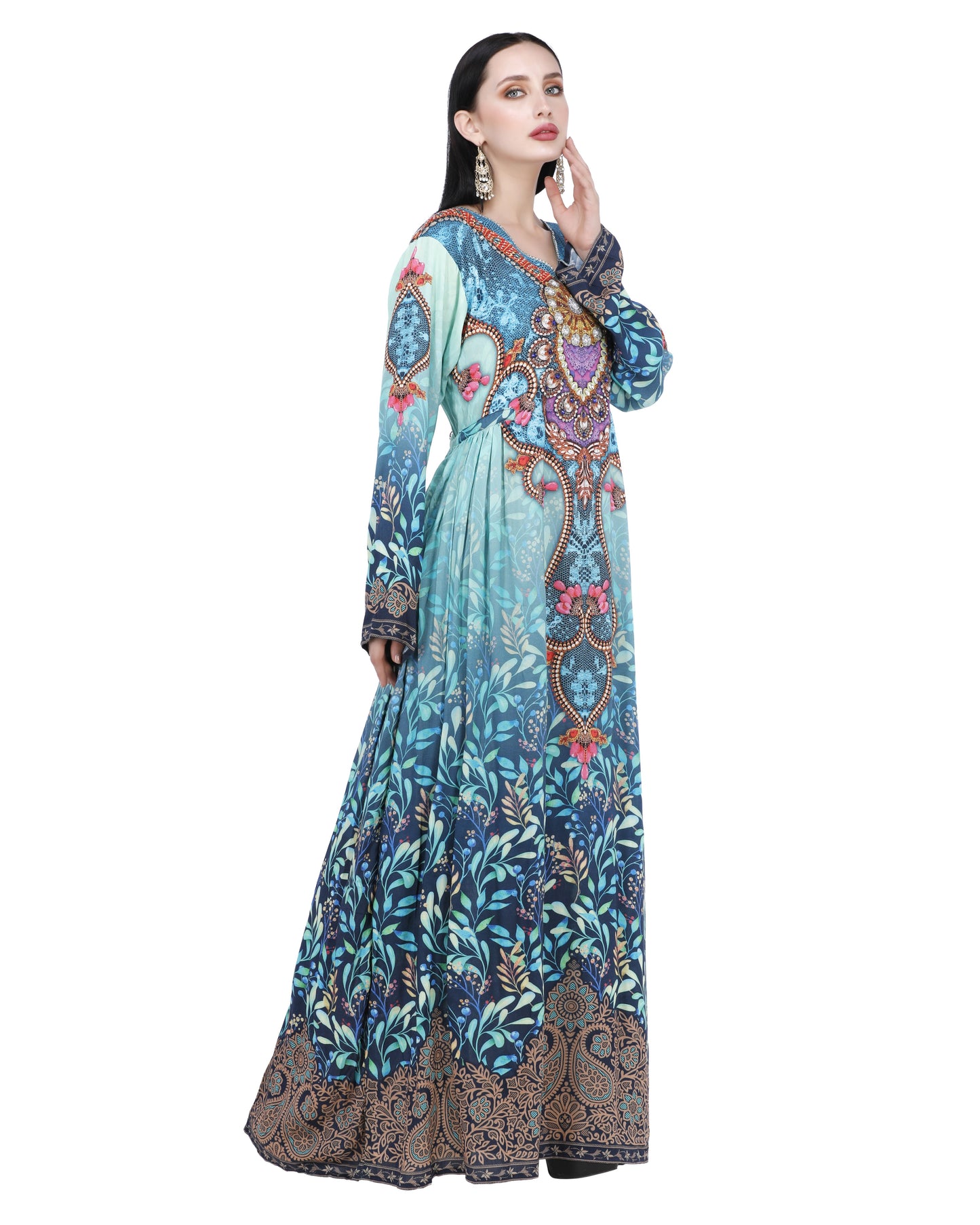 Digital Print Kaftan Long Maxi Dress - Maxim Creation