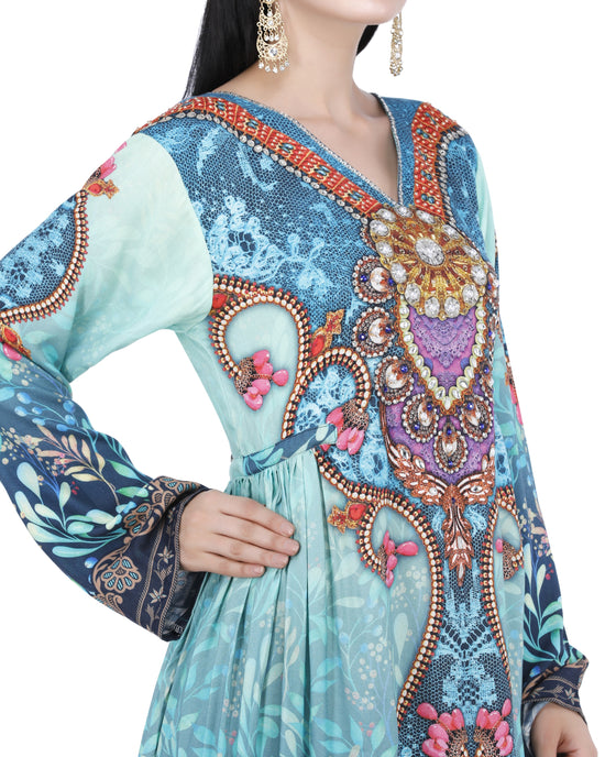 Digital Print Kaftan Long Maxi Dress - Maxim Creation