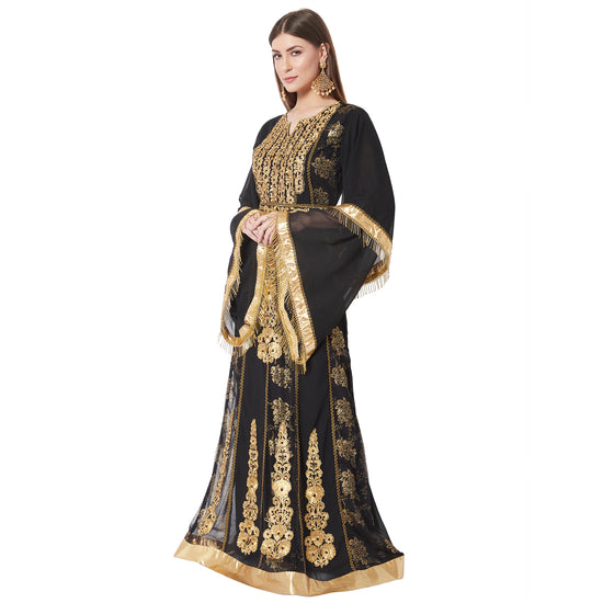 Designer Kaftan Black Wedding Gown - Maxim Creation