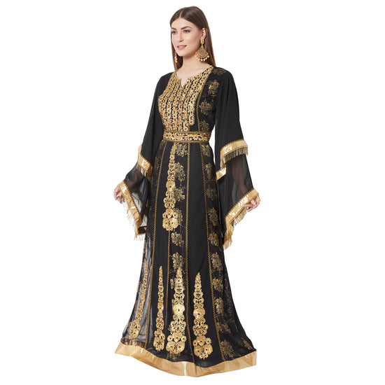 Designer Kaftan Black Wedding Gown - Maxim Creation