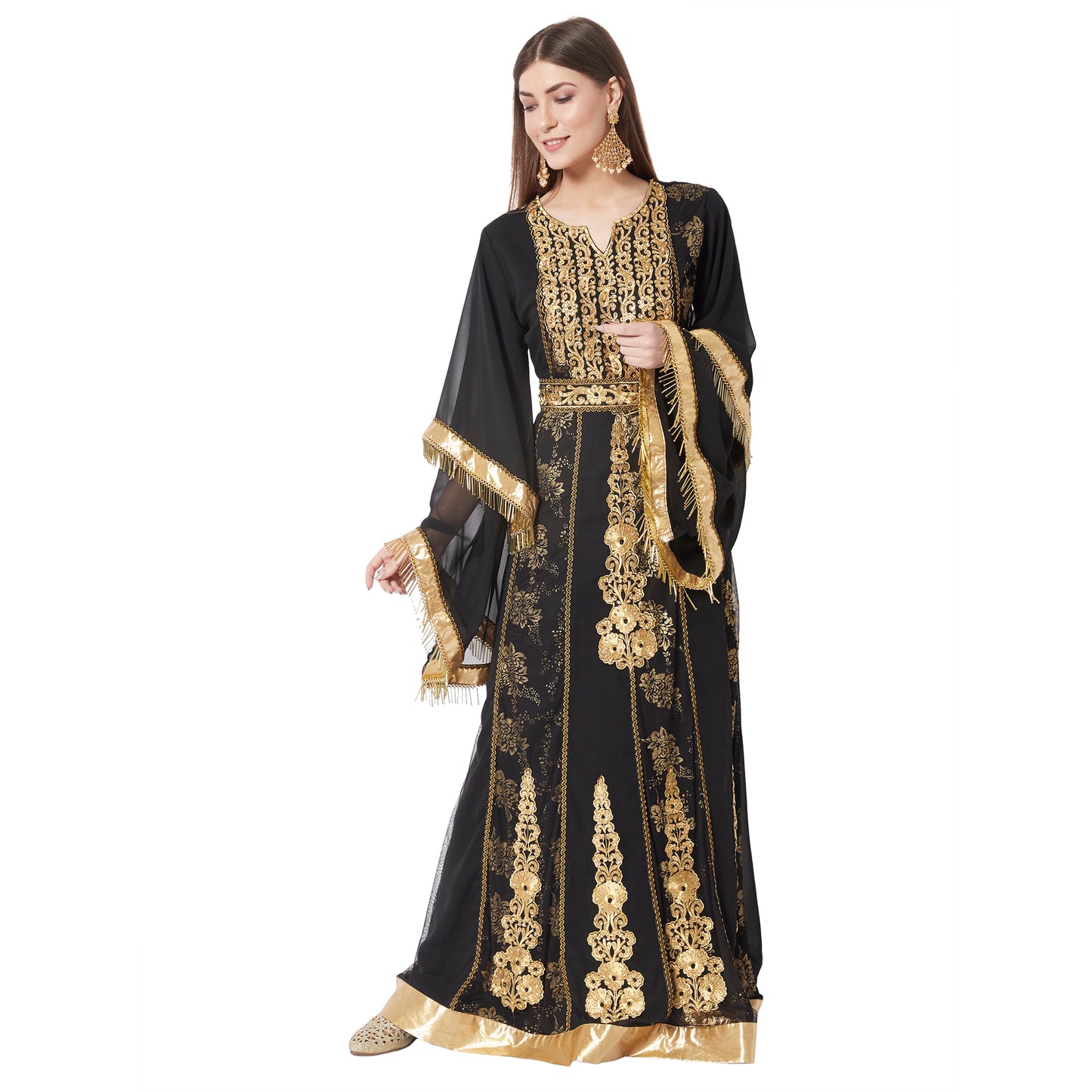 Designer Kaftan Black Wedding Gown - Maxim Creation