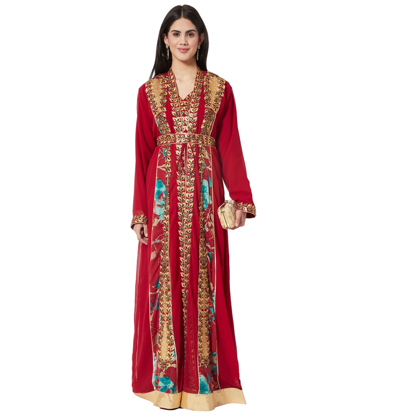 Jellabiya Maxi Dress With Traditional Golden Embroidery Dress - Maxim Creation