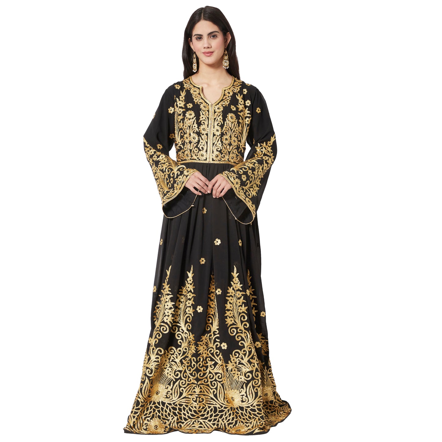 Dubai Kaftan Abaya Black Gown Bridesmaid Dress - Maxim Creation