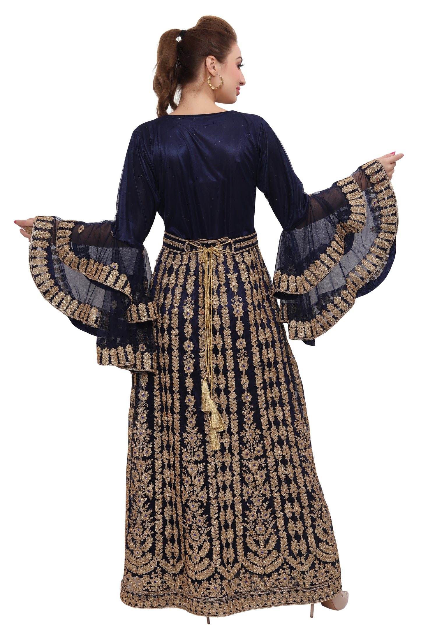 Moroccan Takchita Thobe Partywear Navy Blue Kaftan - Maxim Creation