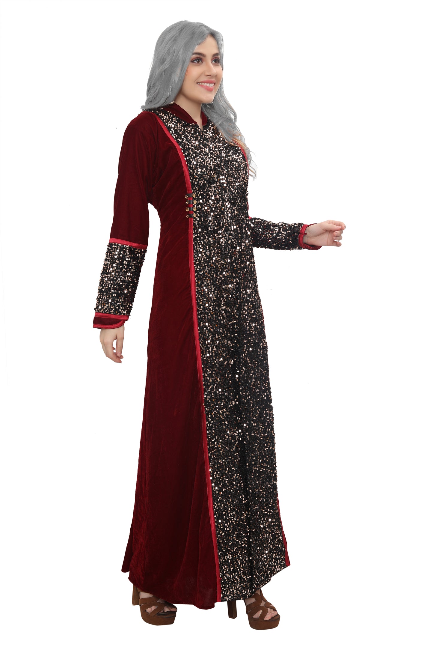 Game of Throne Queen Dress Maroon Gown | Costume - Maxim Creation