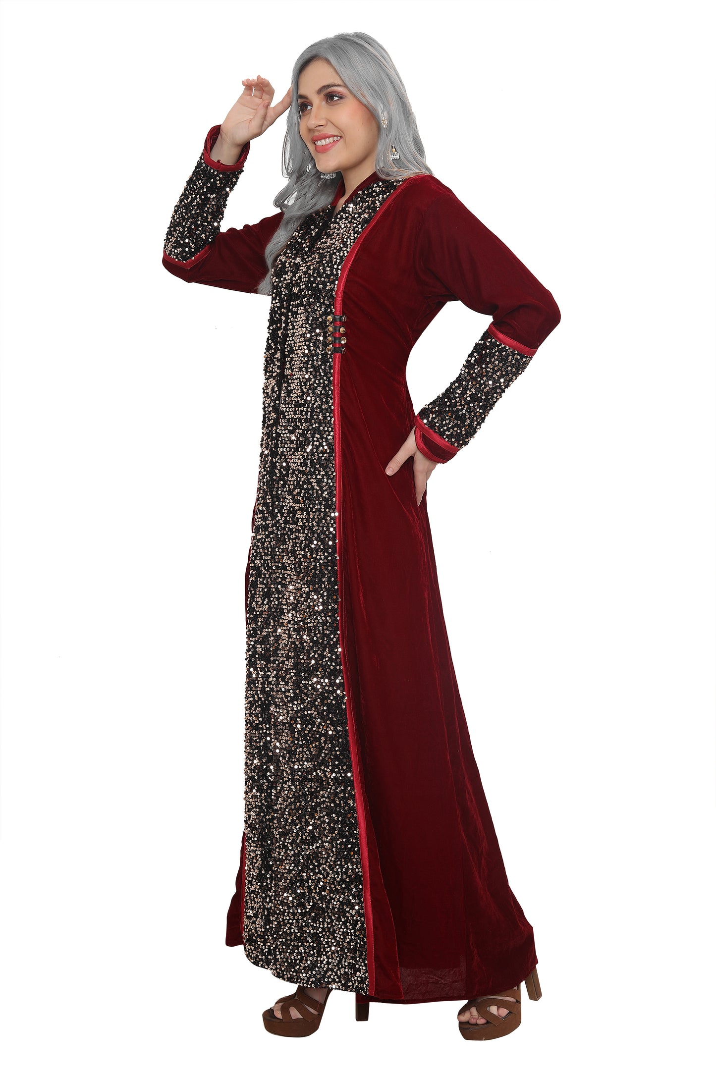 Game of Throne Queen Dress Maroon Gown | Costume - Maxim Creation