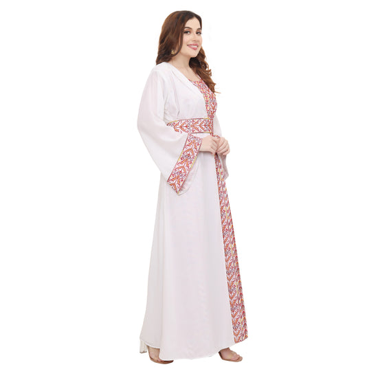 Palestine Dress Pink Cross Stitch Threadwork Kaftan - Maxim Creation