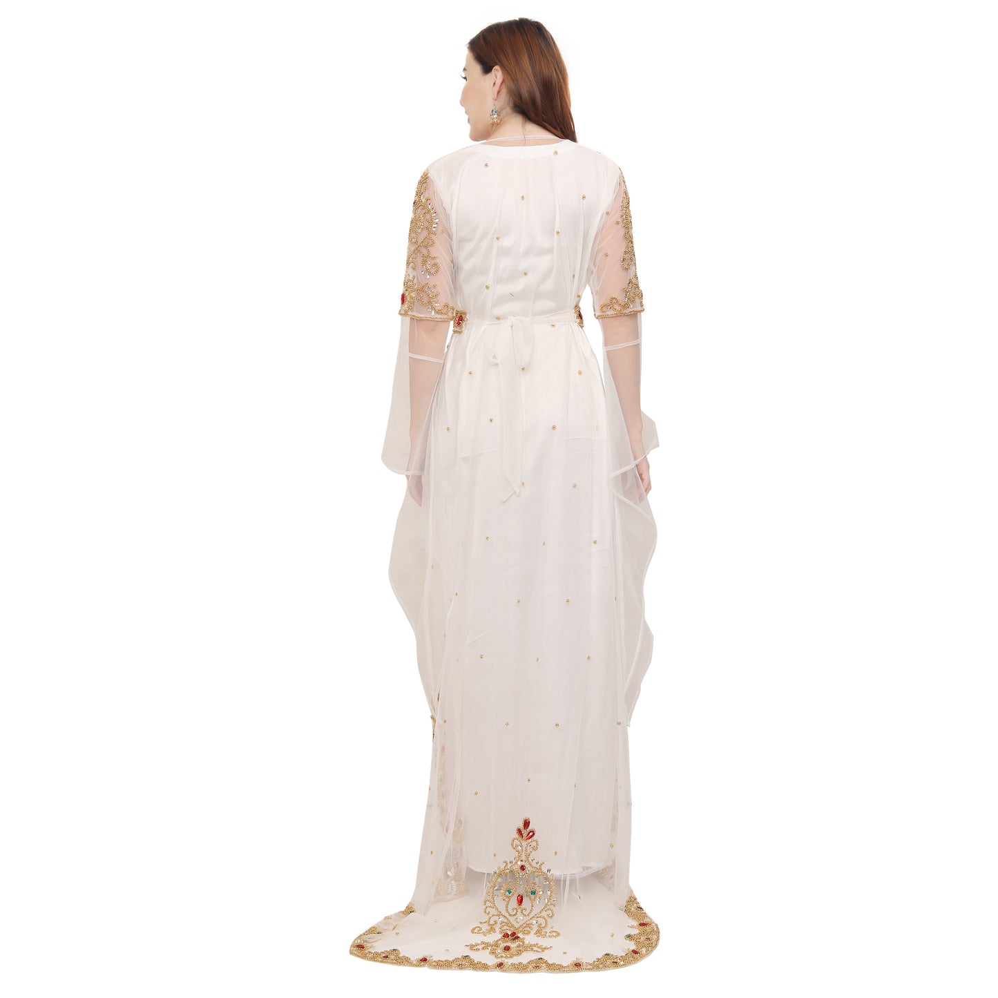 Women's Wedding Gown Hand-Embroidered Kaftan Abaya - Maxim Creation