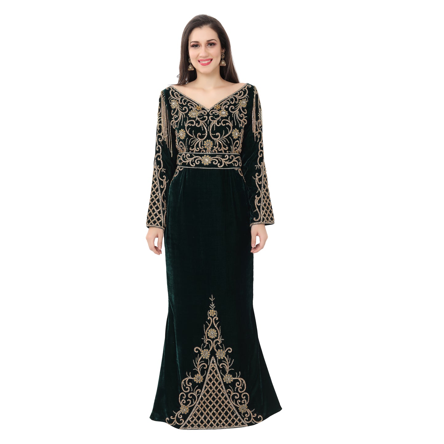 Designer Kaftan Fish Cut Mermaid Gown in Velvet - Maxim Creation