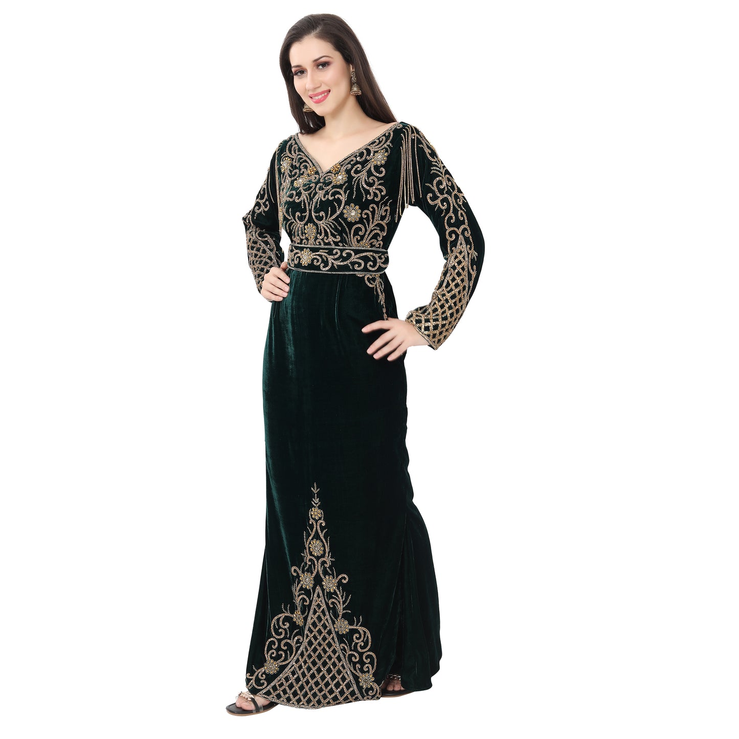 Designer Kaftan Fish Cut Mermaid Gown in Velvet - Maxim Creation