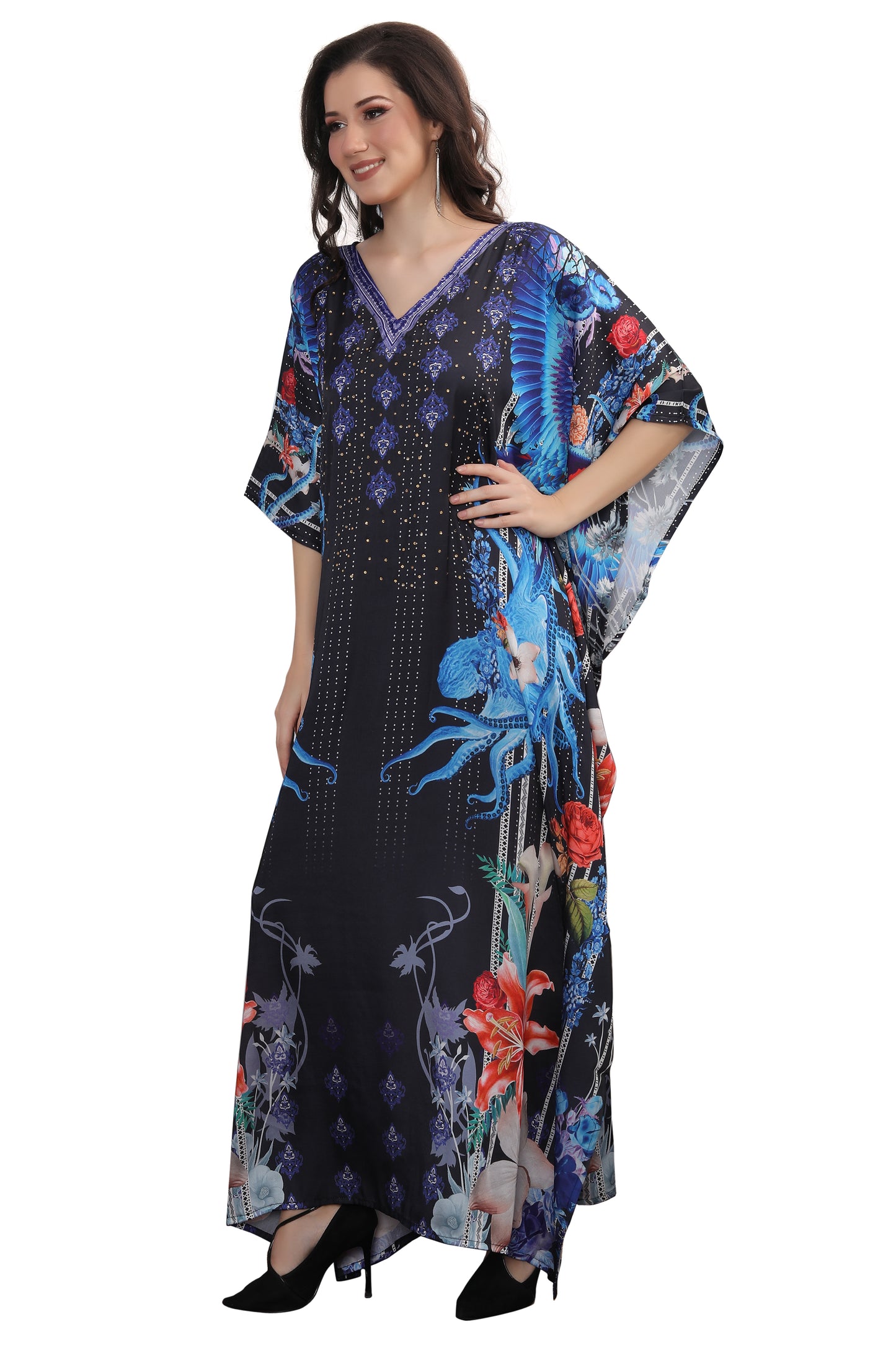 Digital Print Jalabiya Long Maxi Gown - Maxim Creation