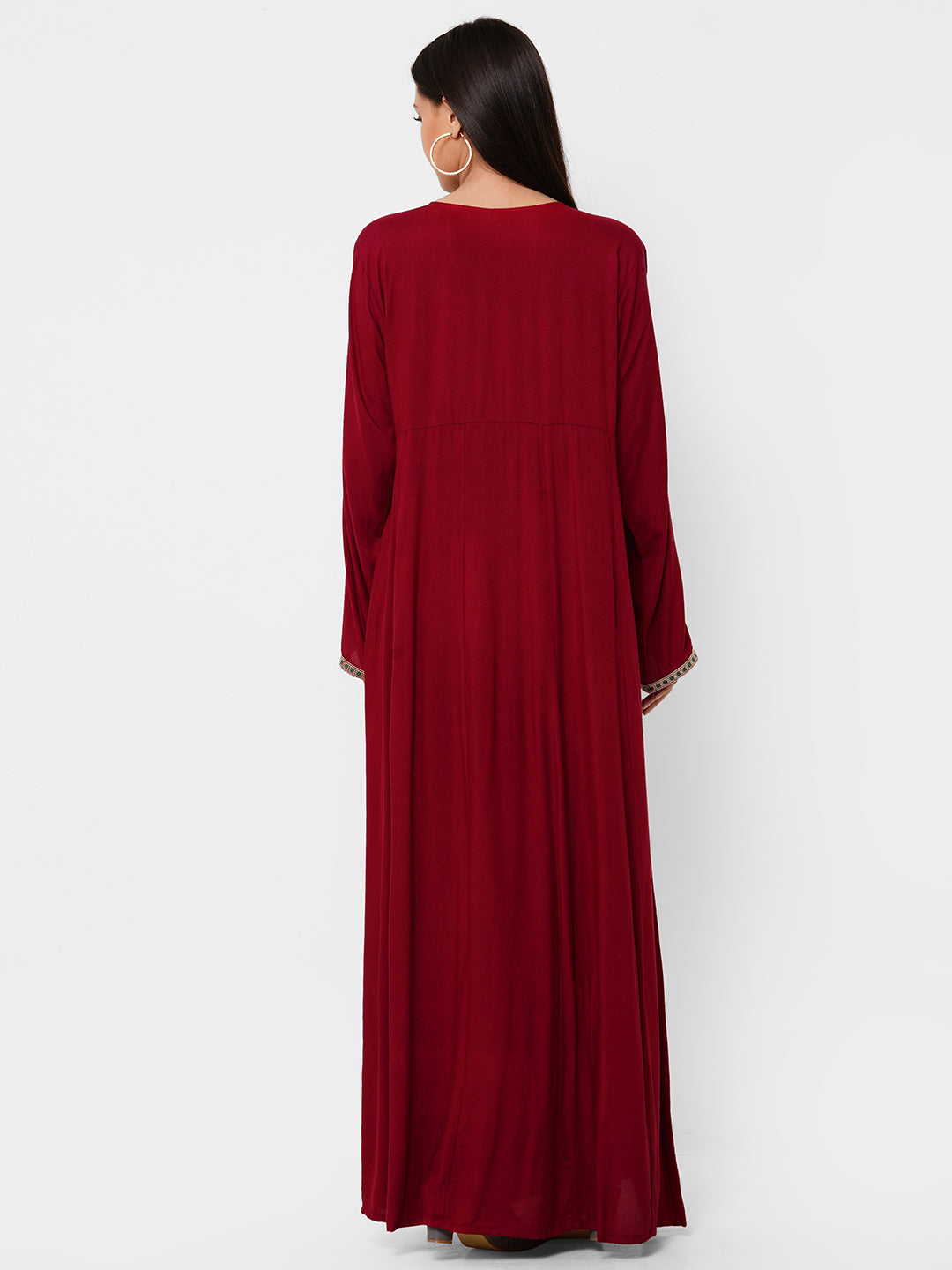 Casual Long Sleeve Boho-Chic in Maroon - Maxim Creation