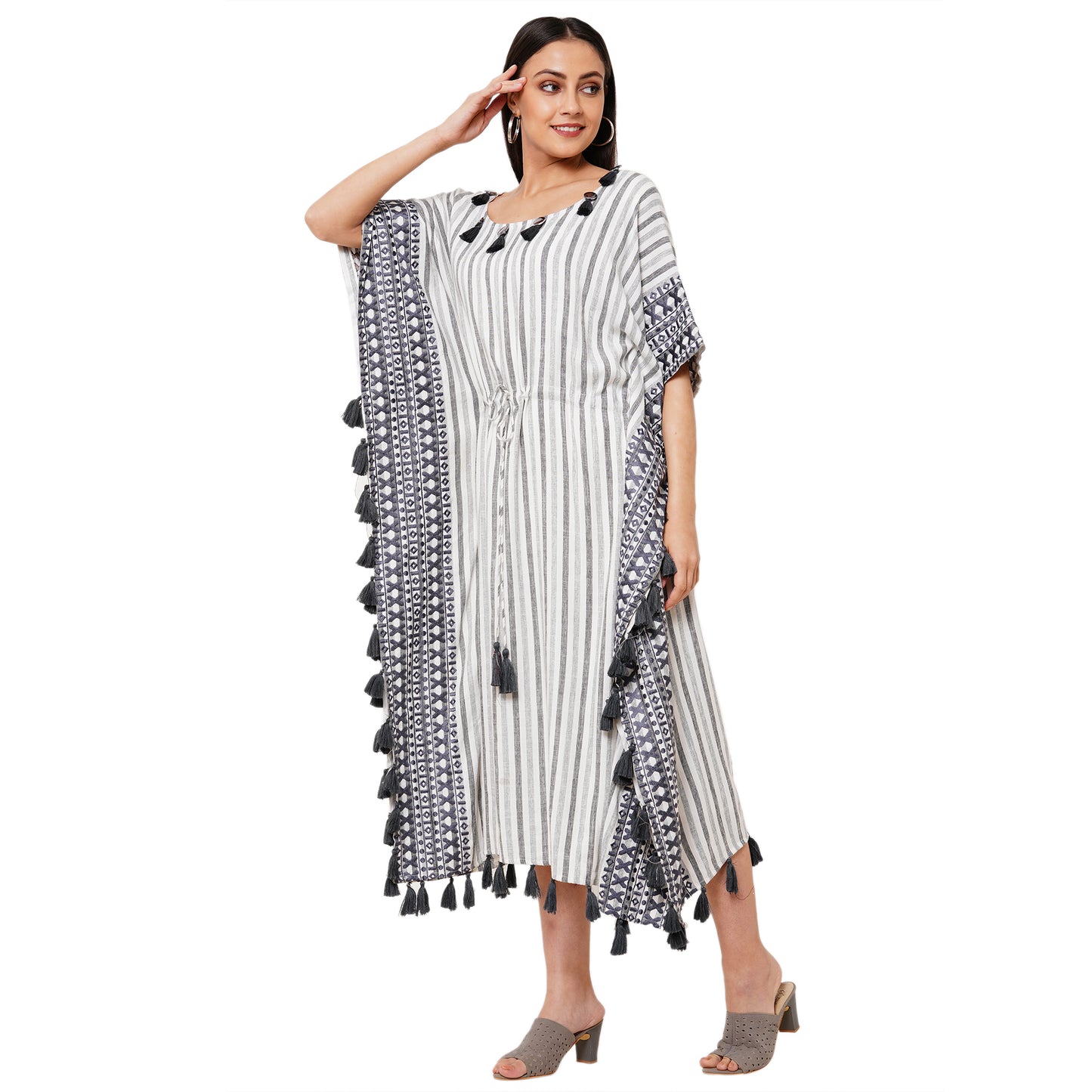 Striped Boho Caftan Beach Dress - Maxim Creation