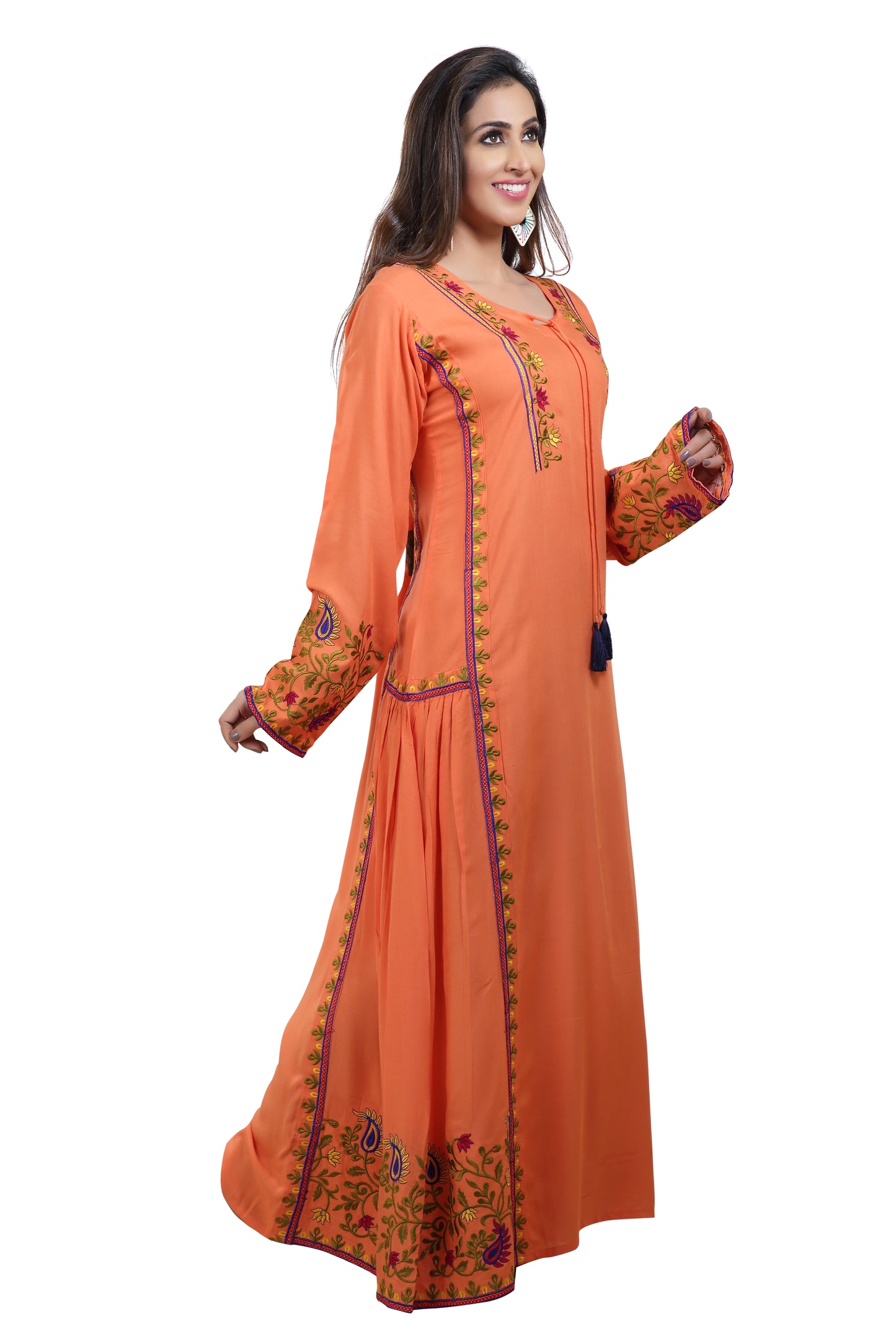 Kaftan Maxi With Multicolored Threadwork - Maxim Creation