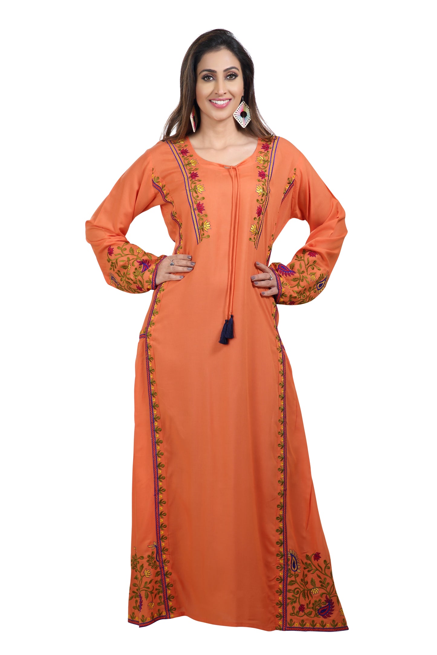 Kaftan Maxi With Multicolored Threadwork - Maxim Creation