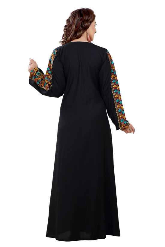 Multicolored Embroidered Farasha Luxe Gown - Maxim Creation