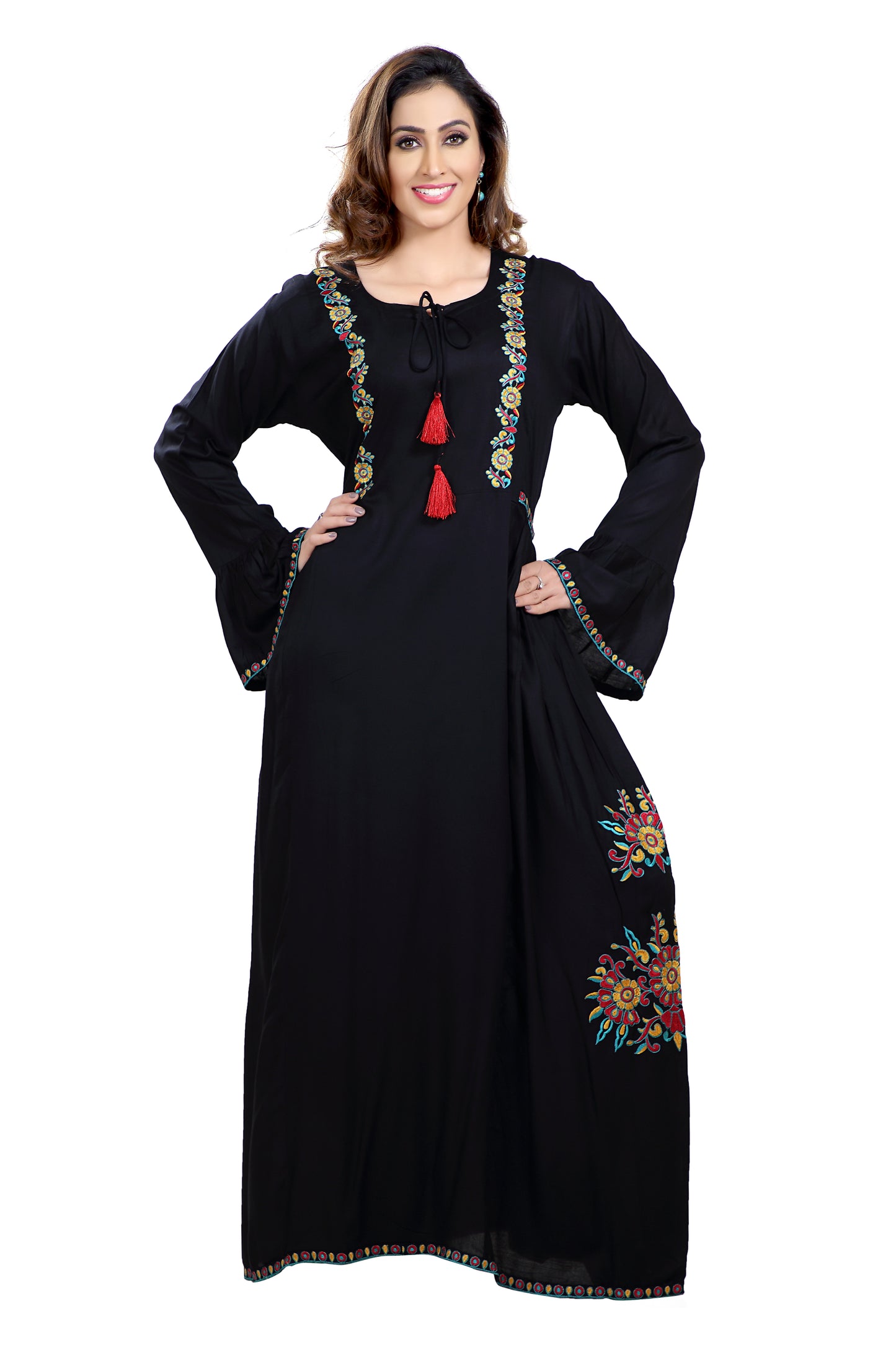 Traditional Threadwork Kaftan Black Gown - Maxim Creation