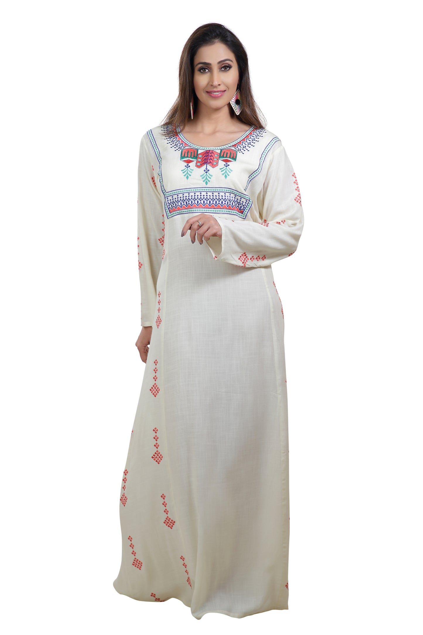 Boho Rayon Maxi Dress in Thread Embroidery - Maxim Creation