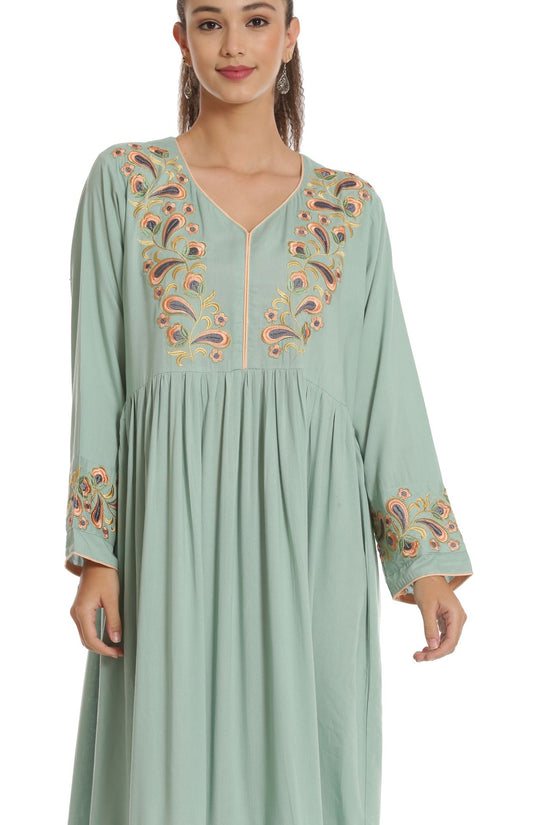 Designer Kaftan with Threadwork Embroidery Gown - Maxim Creation